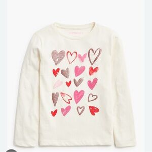 NWOT Crewcuts Cream Long Sleeve Shirt with Heart Design